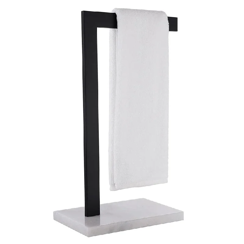 16.3-Inch L-Shape Hand Towel Holder Stand with Marble Base