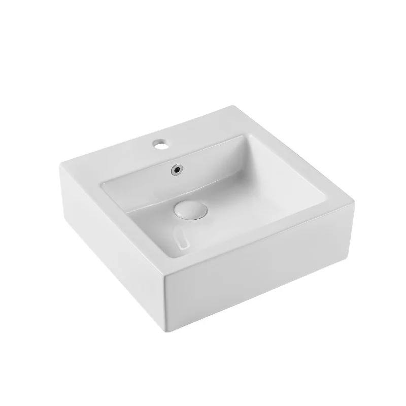 18"x18" Ceramic Square Wall-mounted White Bathroom Sink, Scratch Resistant, Acid Resistance, Low Water Absorption