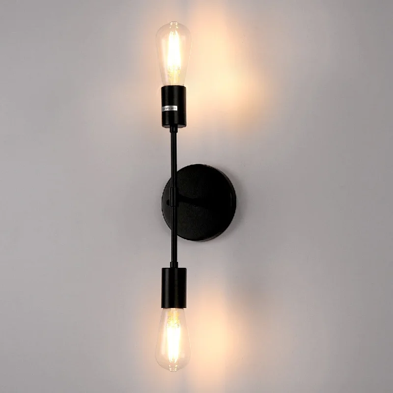 2-Light Black Bathroom Light Over Mirror, Modern Sconces Wall Lighting Fixtures for Hallway Bedroom Kitchen