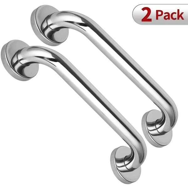 2 Pack 12 Inch Shower Grab Bar Stainless Steel Shower Handle Bathroom Balance Bar Safety Hand Rail Support Bath Handle