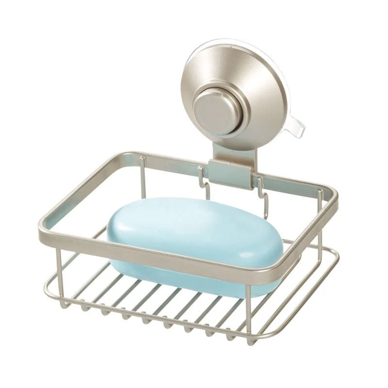 iDesign Everett Push Lock Shower Suction Soap Dish in Satin