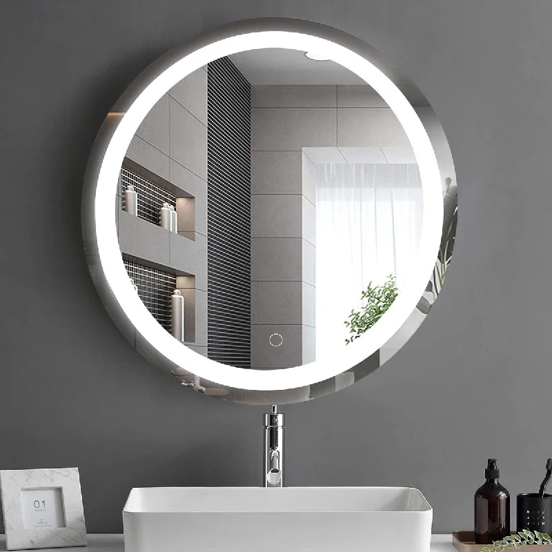 24 Inch LED Round Bathroom Mirror for Bedroom, Living Room