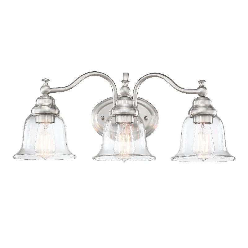 3-Light 22.85-in Traditional Vanity Light with Brushed Nickle Finish