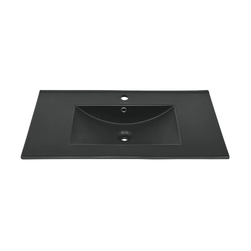 36 Inch Ceramic Vanity Sink Top in Matte Black