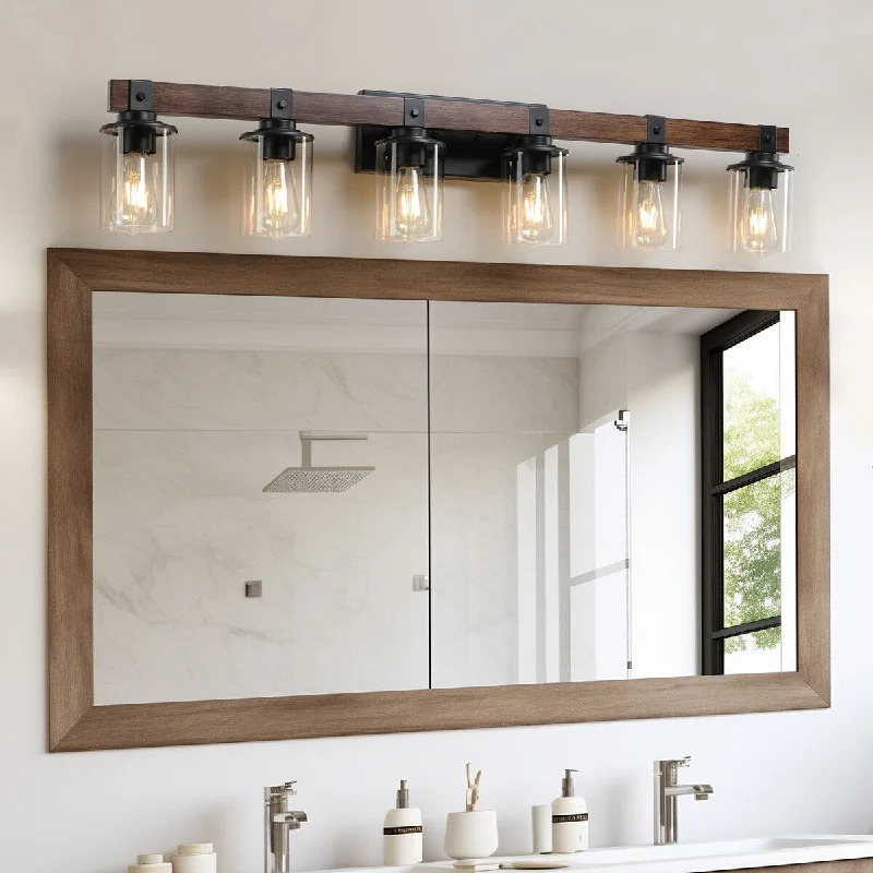 6-Lights Farmhouse Vanity Lights Fixture Rustic Bathroom Light Fixture Bathroom Sconce(Without Bulbs)