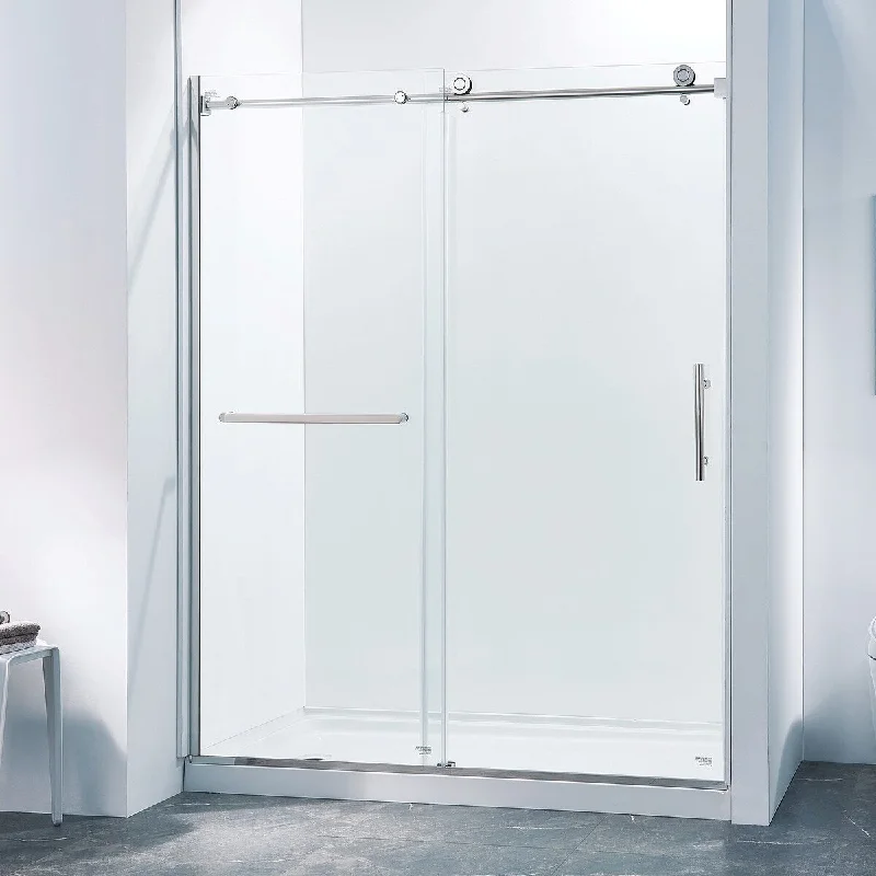 60" x 75" Single Sliding Semi-Frameless Shower Door in Chrome Finish - 60" x 75"