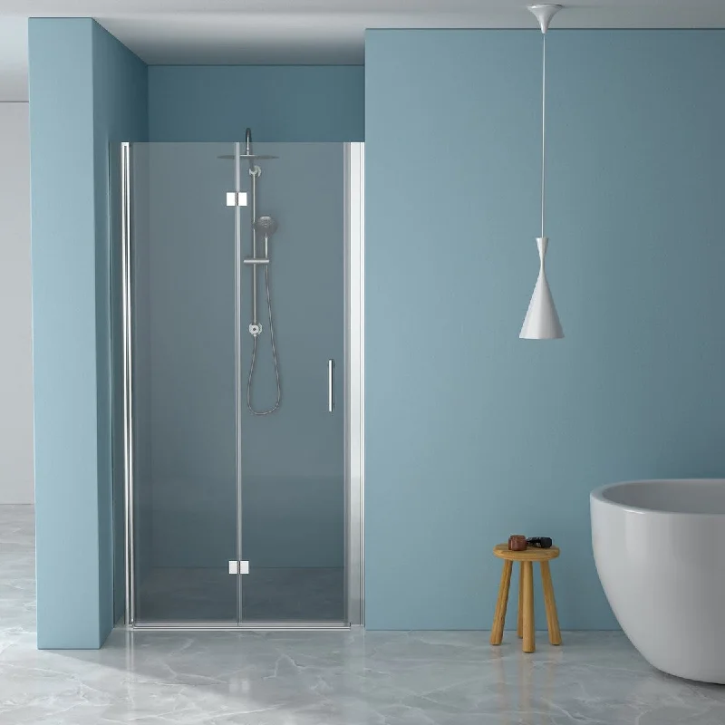 72"H Bi-Fold Semi-Frameless Shower Door in Chrome Finish