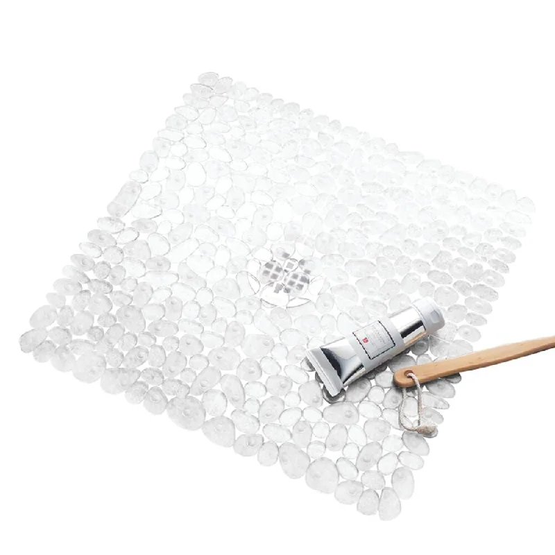 iDesign Pebblz Square Shower Mat in Clear