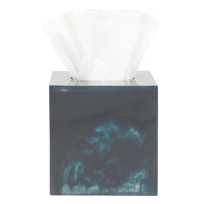 Abiko Translucent Cast Resin Tissue Box Cover (Dark Teal)