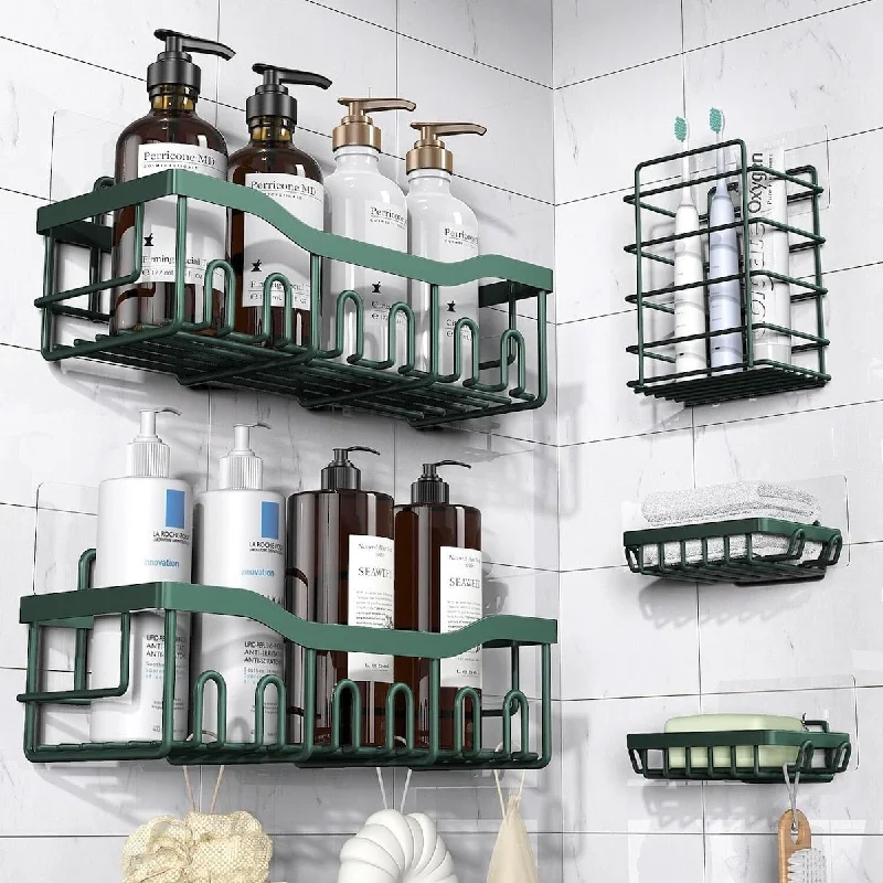 Adhesive Shower Caddy, 5 Pack Stainless Steel Bath Organizers