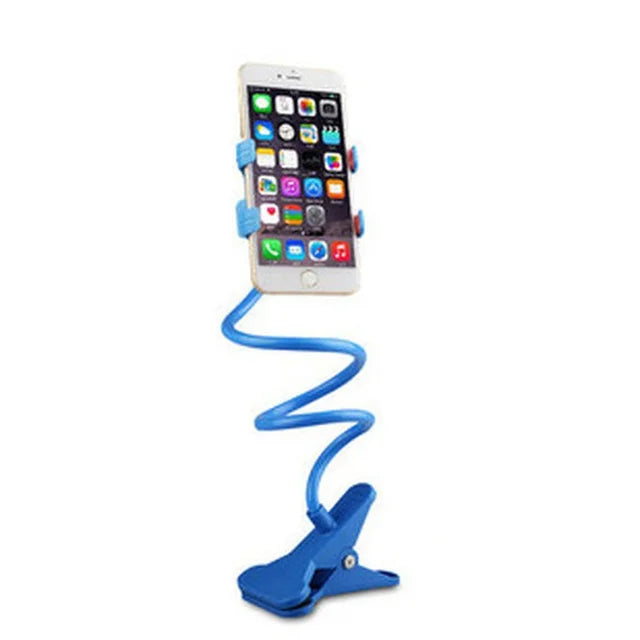 Adjustable Bedside Phone Holder 360° Rotating Lazy Phone Stand with Gooseneck Arm (Blue)