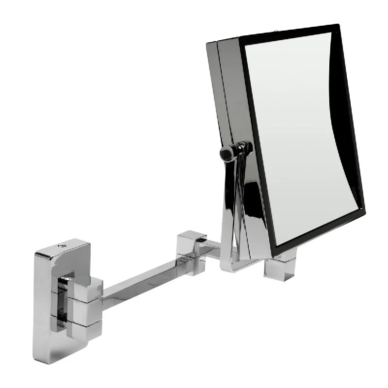 ALFI brand 8" Square Wall Mounted 5x Magnify Cosmetic Mirror - Grey