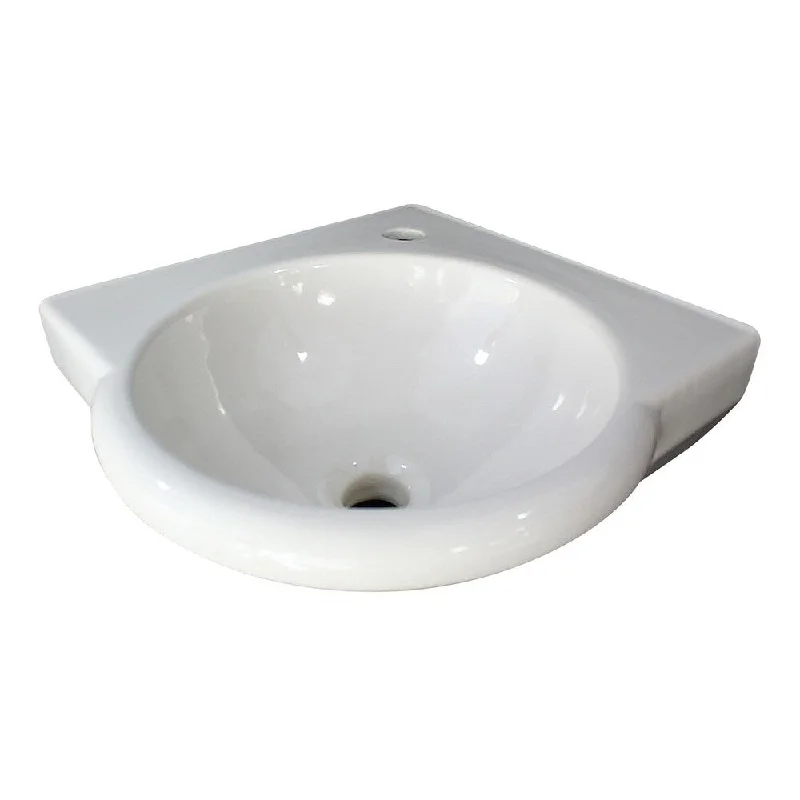 ALFI brand AB104 White 15" Round Corner Wall Mounted Porcelain Bathroom Sink