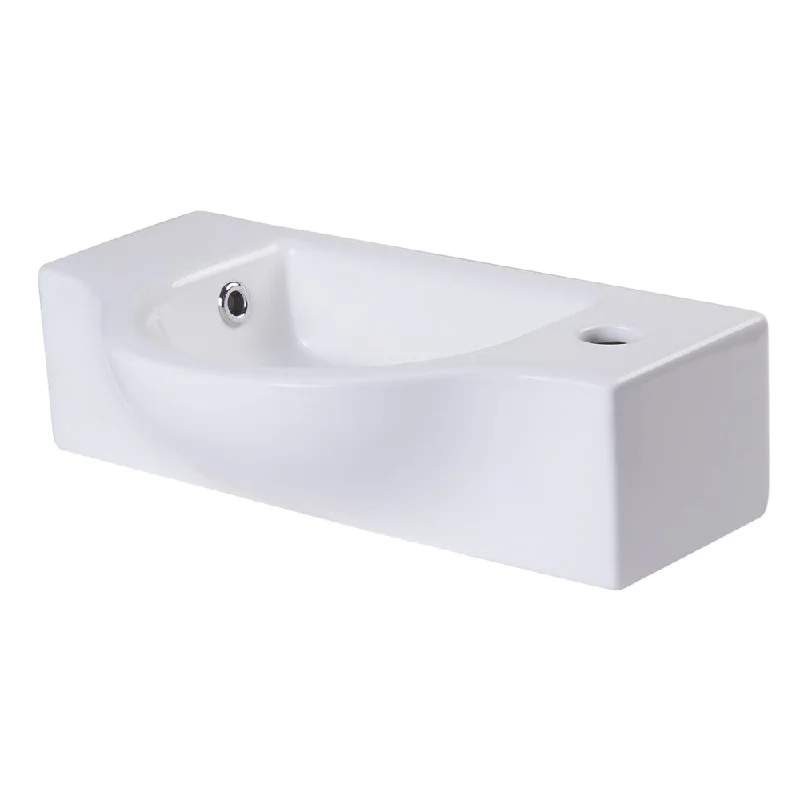 ALFI brand AB105 Small White Wall-mounted Ceramic Bathroom Sink Basin