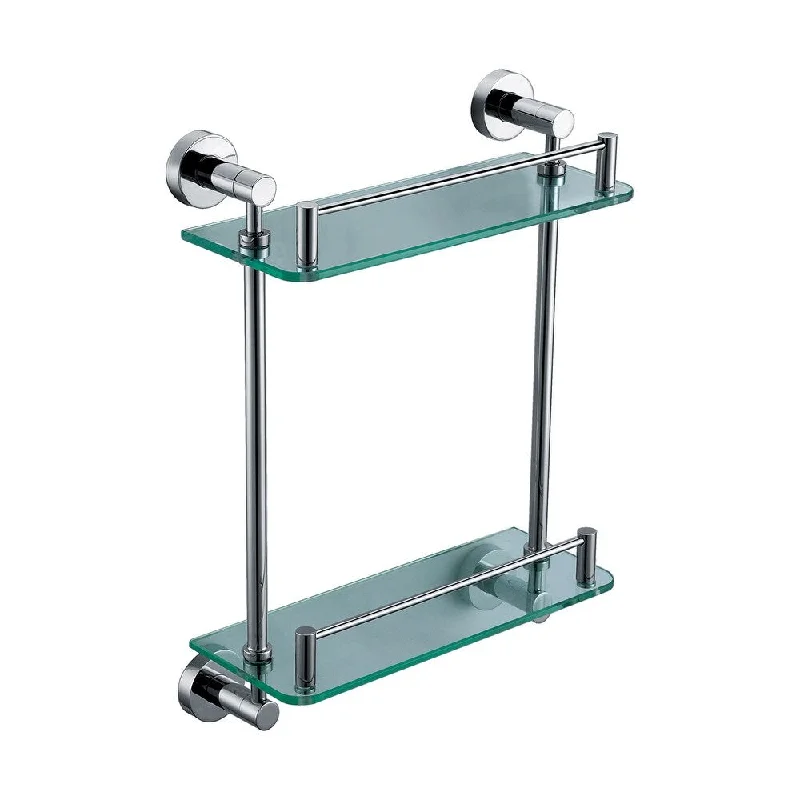 ALFI brand AB9549 Polished Chrome Wall Mounted Double Glass Shower Shelf Bathroom Accessory