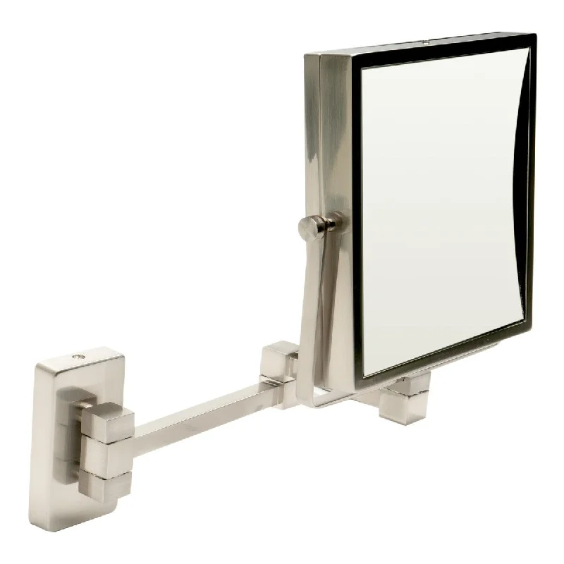 ALFI brand ABM8WS-BN 8" Square Wall Mounted 5x Magnify Cosmetic Mirror - Grey