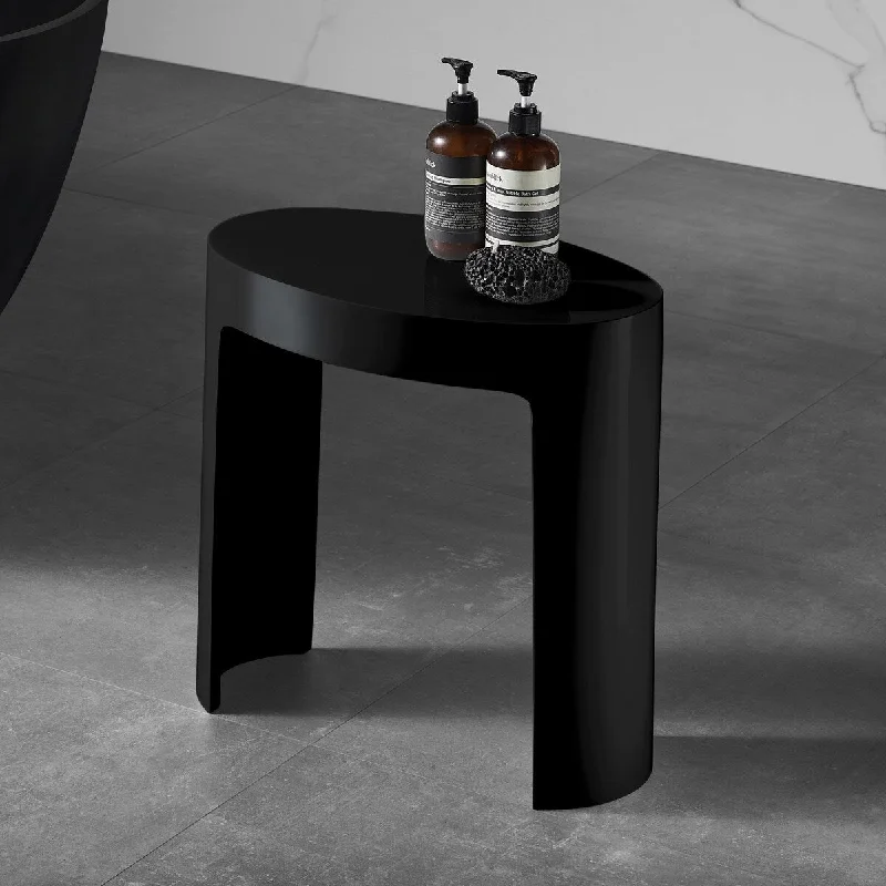 ALFI brand ABST66BM Black Matte Solid Surface Resin Bathroom / Shower Stool