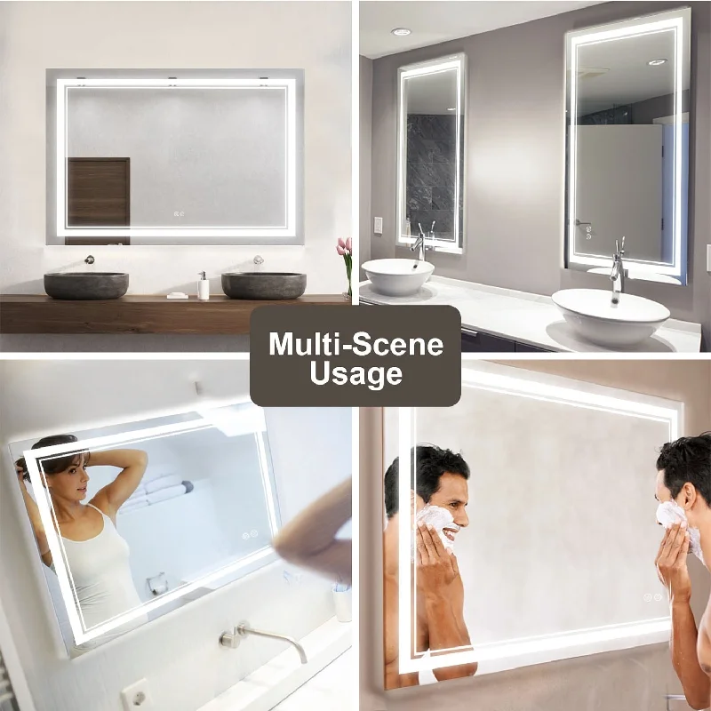 Apmir LED Anti-fog Frameless Bathroom Mirror in Tempered Glass