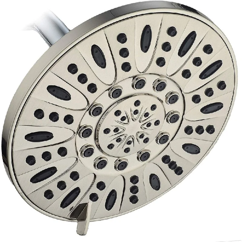 AquaDance Brushed Nickel 6 Setting 7 inch Rain Shower Head