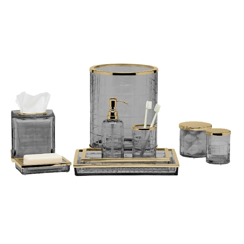 Argos Glass Bathroom Accessories (Smoke Glass/Brass)