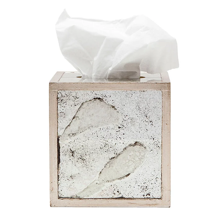 Atwater Antiqued Mirror Tissue Box (Silver Leaf)