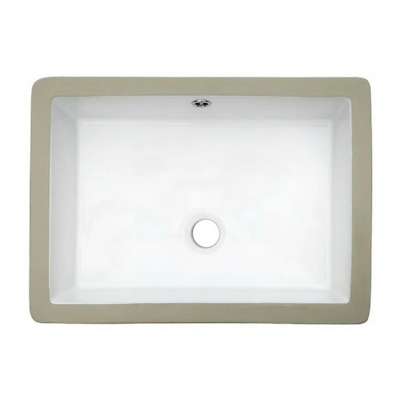 Aurora Decor Single Bowl Rectangle Undermount Bathroom Sink in White - 20 in. Width