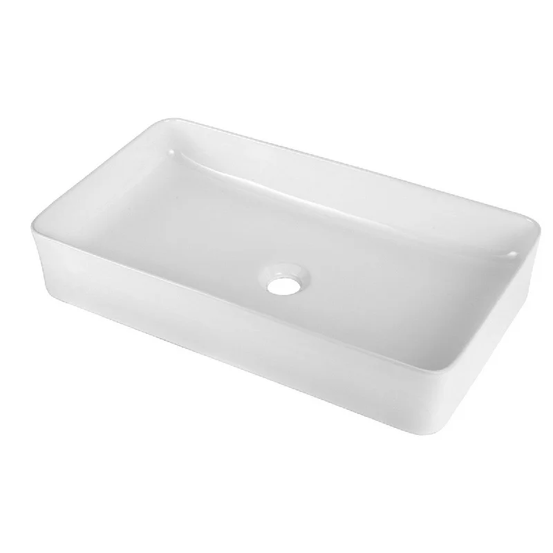 Aurora Decor Single Bowl Rectangle Vessel Bathroom Sink in White - 24 in. Width