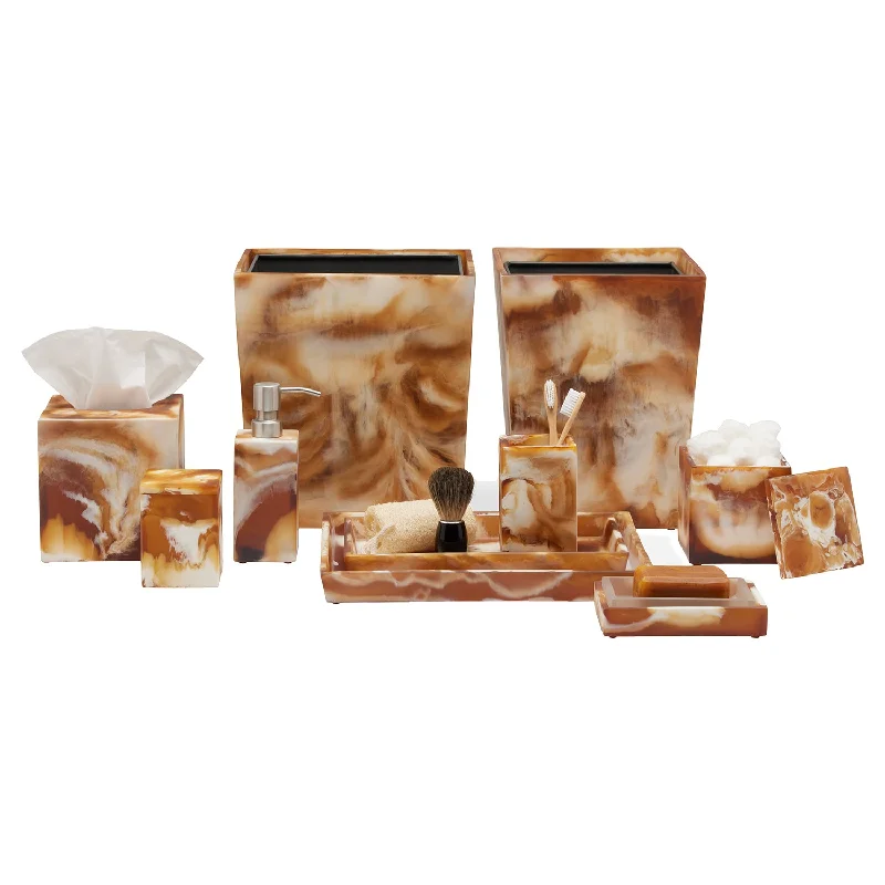 Bahia Resin Swirled Bathroom Accessories (Amber)