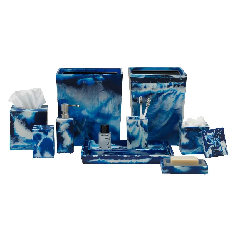 Bahia Resin Swirled Bathroom Accessories (Blue)