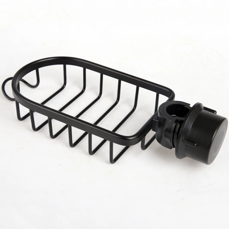 Bathroom Faucet Storage Rack Soap Holder Shower Organizer Shelf (Black)