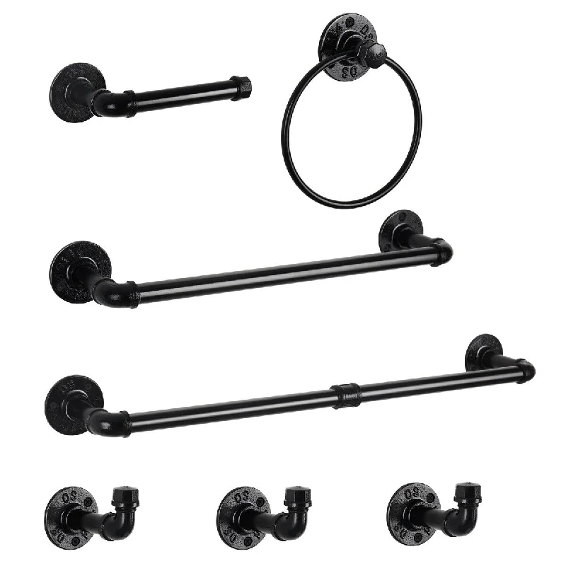 Bathroom Hardware Fixture Set Industrial Towel Bar Sets with Paper Towel Rack - 7PCS