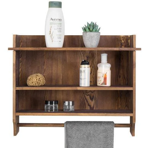 Urban Wood Bathroom Shelves with Towel Bar