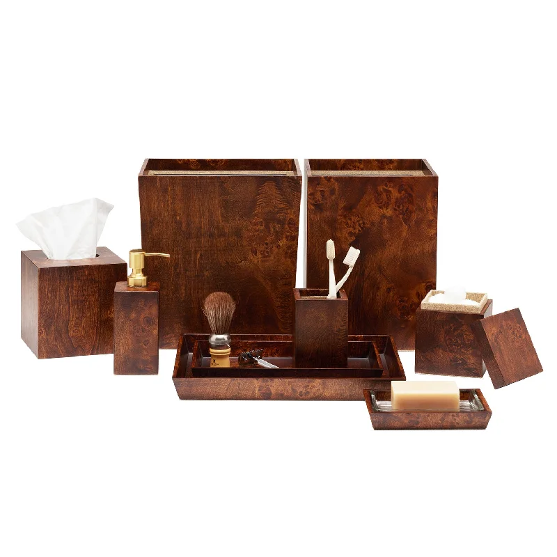 Bern Mappa Burl Veneer Bathroom Accessories (Dark Honey)