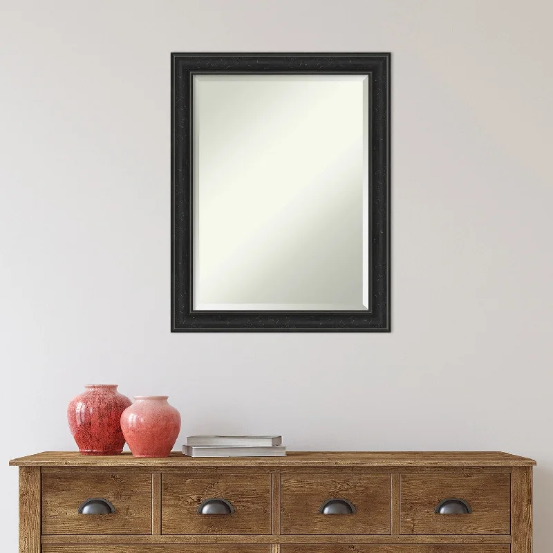 Beveled Bathroom Wall Mirror - Shipwreck Black Narrow Frame