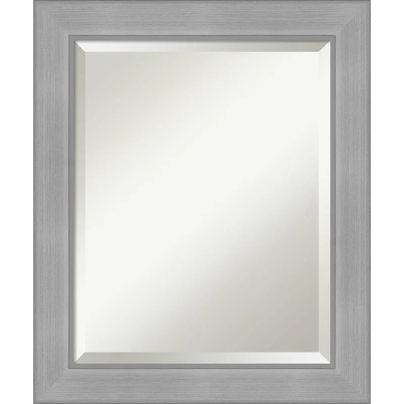 Beveled Bathroom Wall Mirror - Vista Brushed Nickel Frame