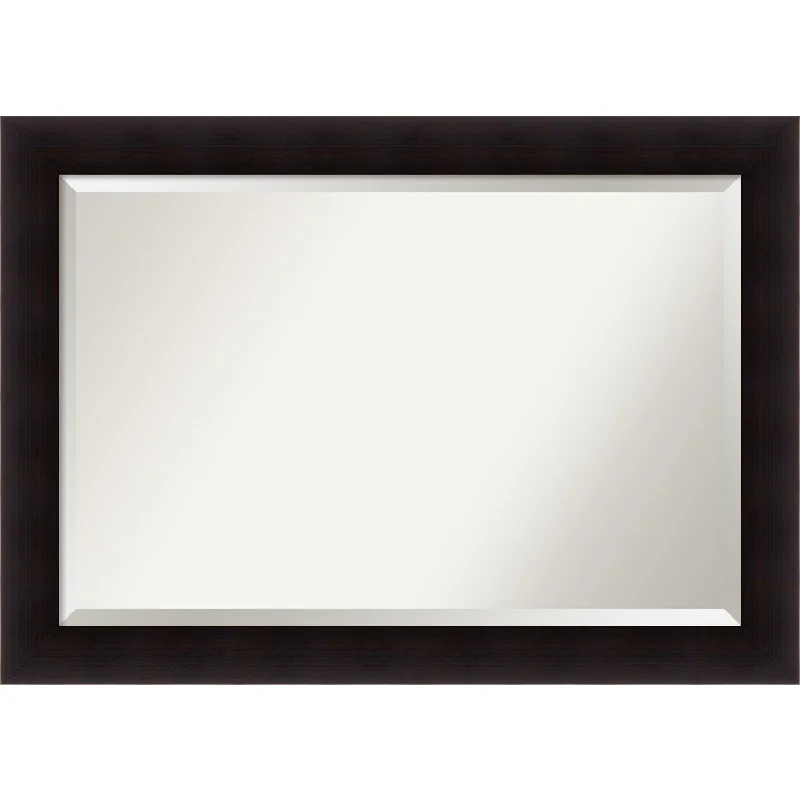 Beveled Wood Bathroom Wall Mirror - Portico Espresso Frame - Outer Size: 42 x 30 in