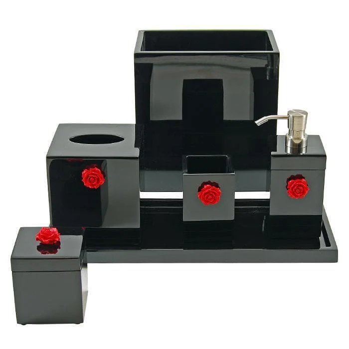 Black Rose Lacquer Bathroom Accessories