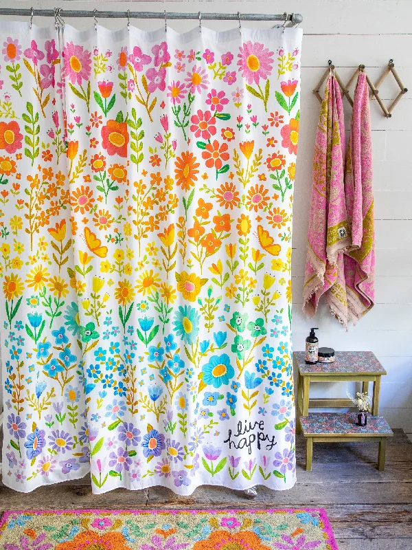 Boho Shower Curtain - Live Happy