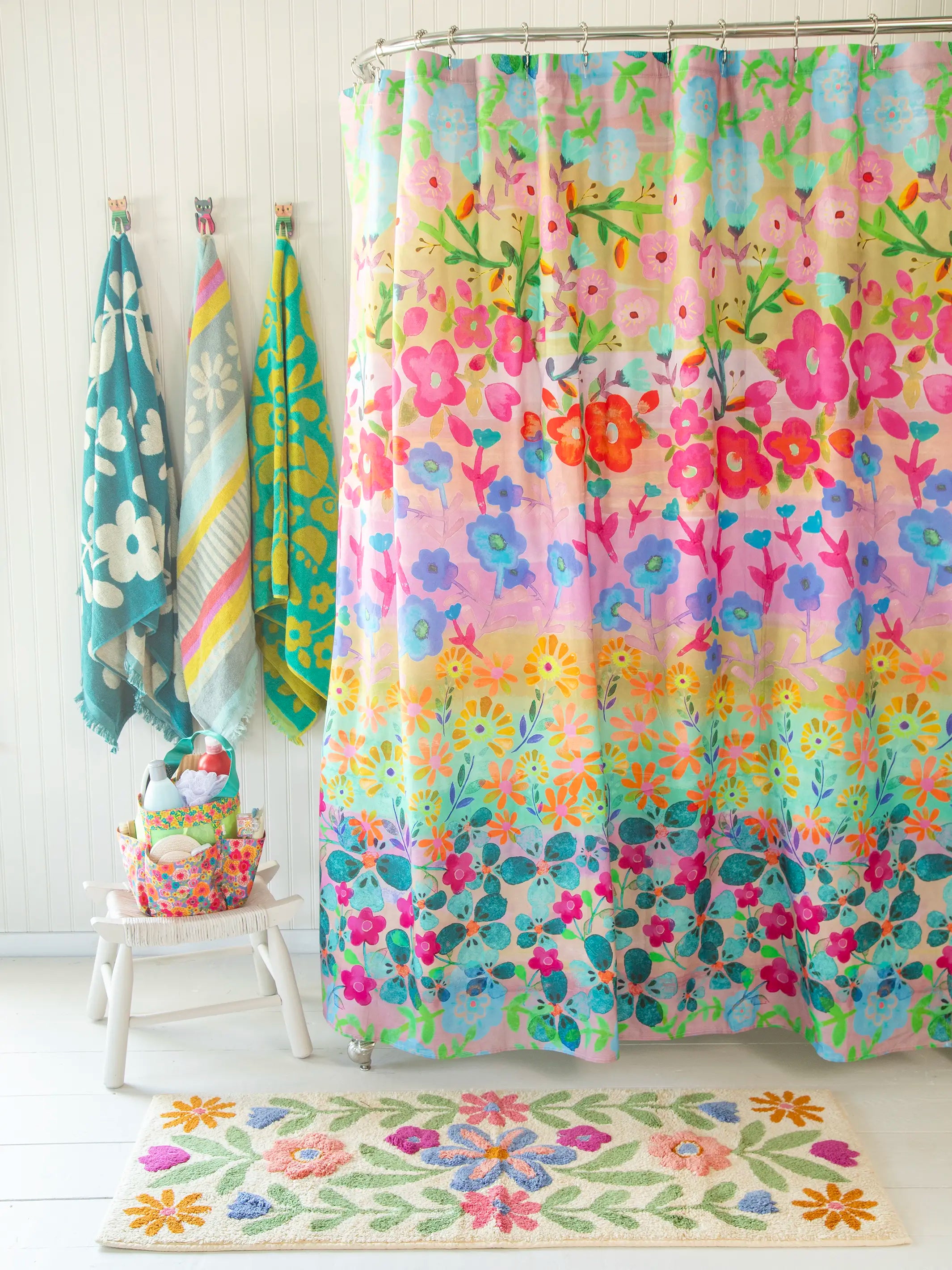 Boho Shower Curtain - Rainbow Floral