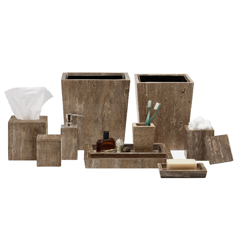 Bowen Travertine/Resin Bathroom Accessories (Gray)