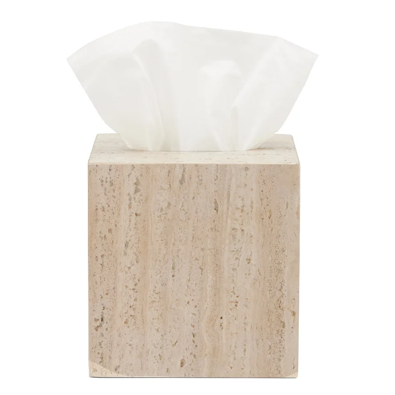 Bowen Travertine/Resin Tissue Box (Natural)