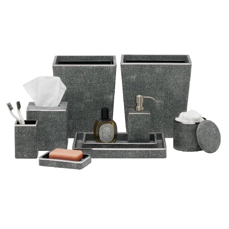 Bradford Faux Shagreen Bathroom Accessories (Cool Gray/Silver)