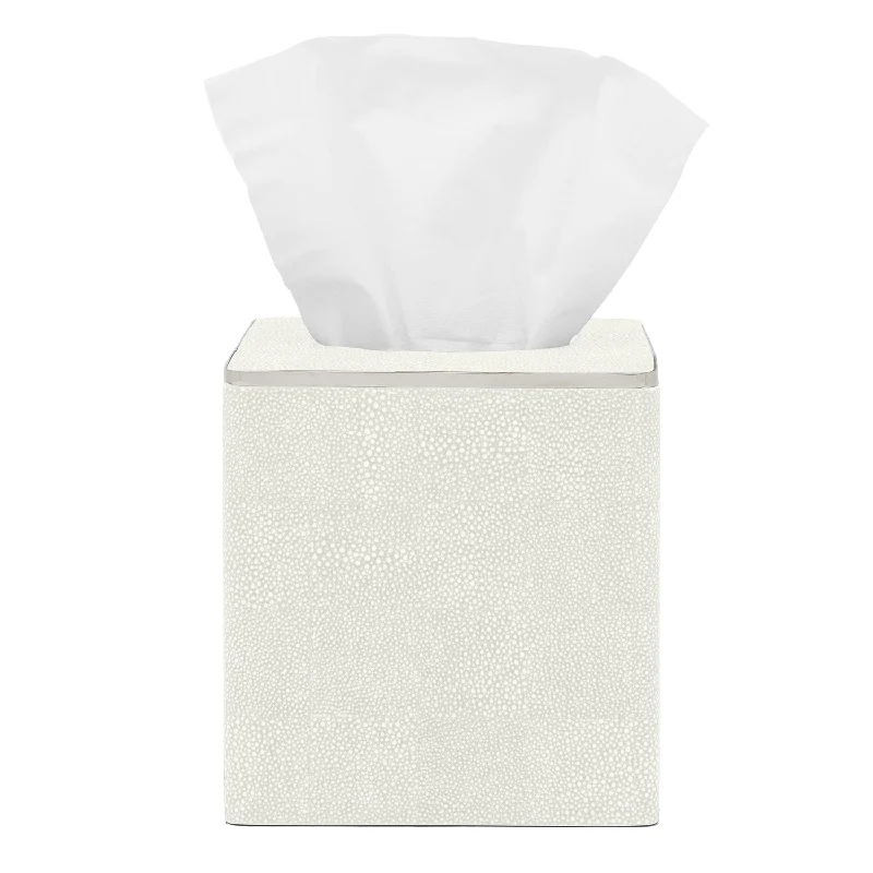 Bradford Faux Shagreen Tissue Box (Blanc/Silver)