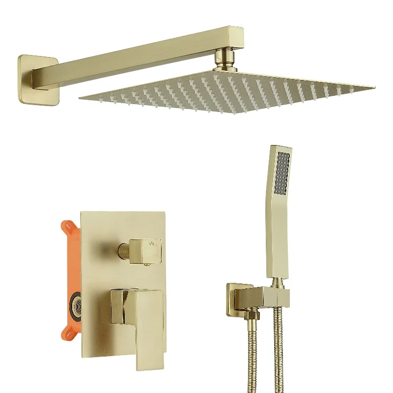 Brushed Gold Dual Head Built-In Shower System - 10"