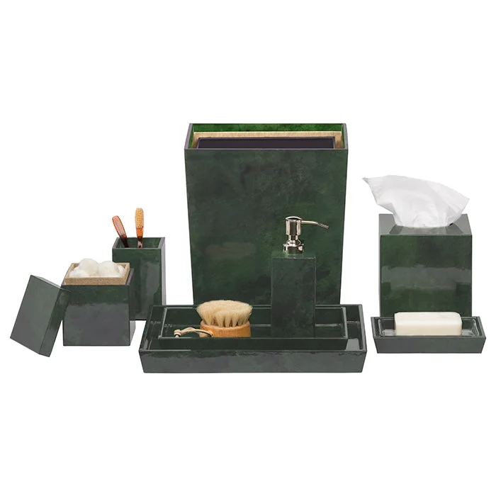 Carlow Faux Vellum Bathroom Accessories (Emerald Gloss)