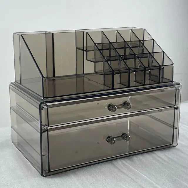 Clear Makeup Storage Box 3 Layer with Drawers for Vanity (Black)