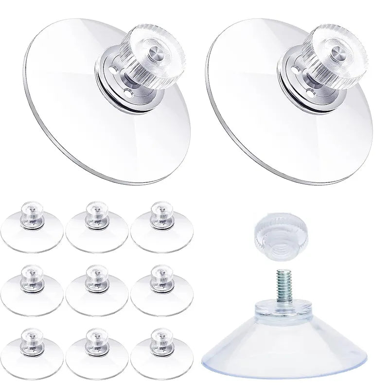 Clear Suction Hooks with Screw Nut 10 Pack, 32mm Strong Adhesive Bathroom Hooks