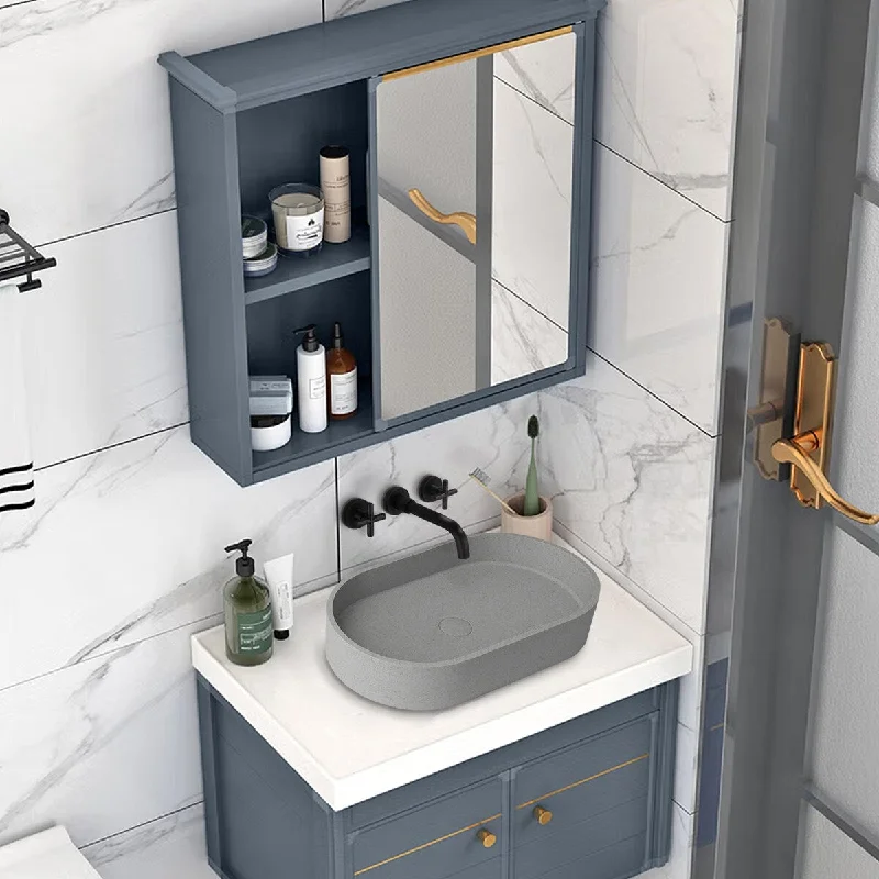 Concrete Vessel Bathroom Sink and Faucet Combo