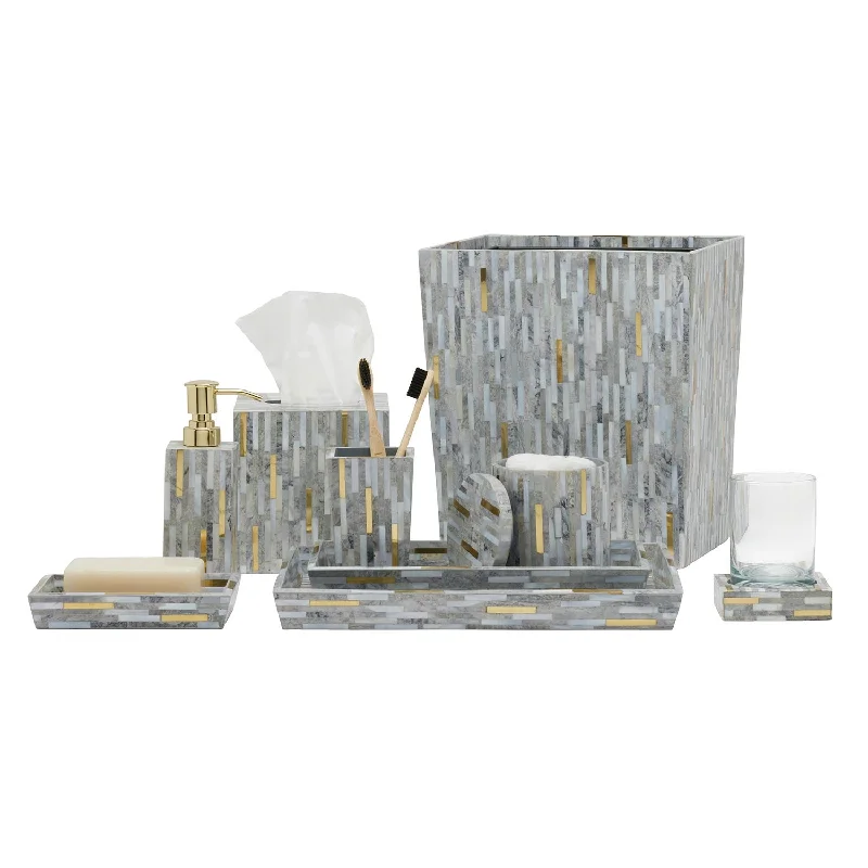 Cortona Clamstone Bathroom Accessories (Gray Shell/Brass)