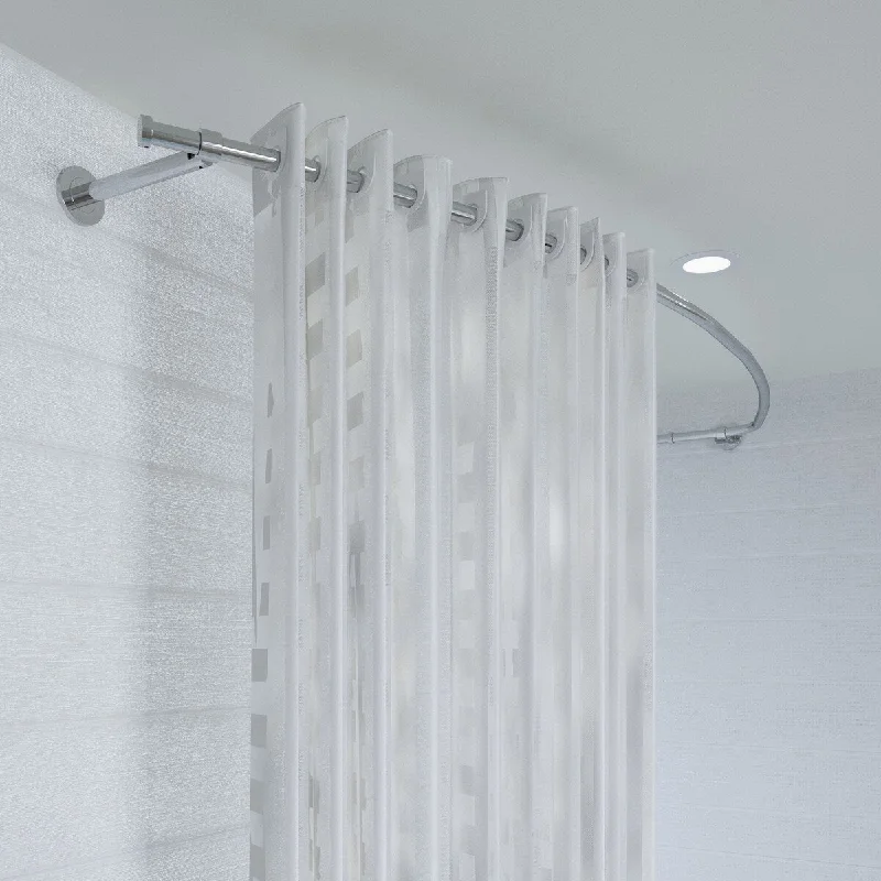 Croydex Luxury 78.5" Adjustable Curved Shower Curtain Rod, Maximises Space, Prevents Curtain Cling in Chrome